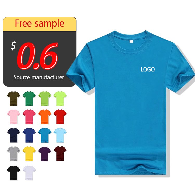 Clothing factory wholesale TC fabric cotton polyester O-neck t-shirts men's crew neck t shirts