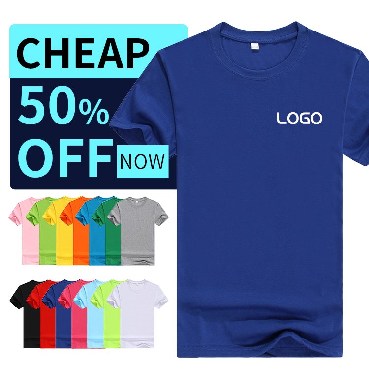 Clothing factory wholesale TC fabric cotton polyester O-neck t-shirts men's crew neck t shirts