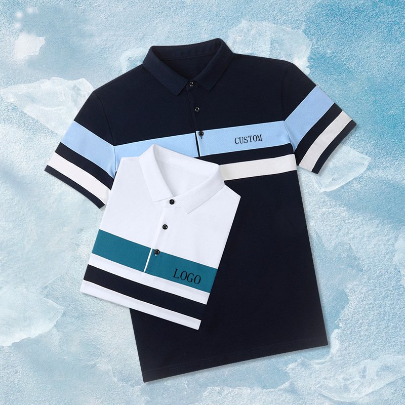 men's short sleeve 100% cotton striped polo t-shirts