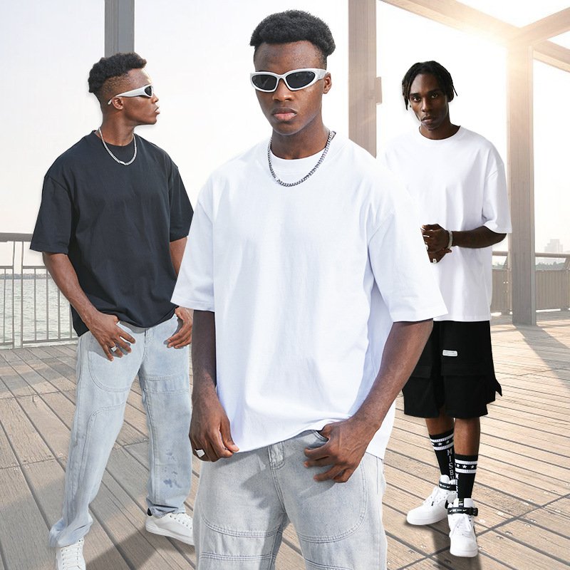 Plain Blank Vintage Drop Shoulder T-Shirts 100% Cotton Heavyweight T Shirts Custom Logo Mens Oversized Plus Size Tshirts