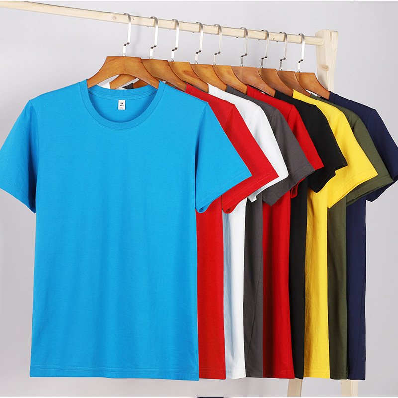 Custom Print Logo Solid T-shirts Men's O-neck Short Sleeve Plain T-shirts For Men