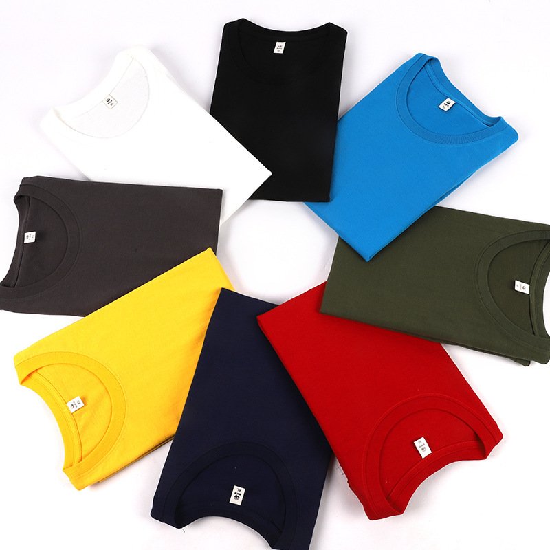 Custom Print Logo Solid T-shirts Men's O-neck Short Sleeve Plain T-shirts For Men