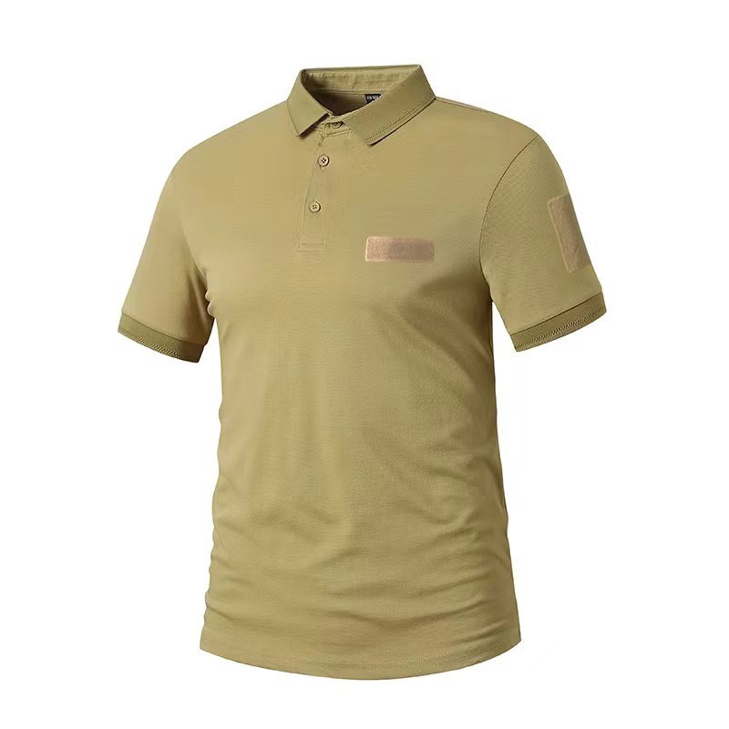 Stock Men's cotton Pique fabric polo shirt Safari Short Sleeve Tactical T-Shirt for Hiking Hunting Camping Combat