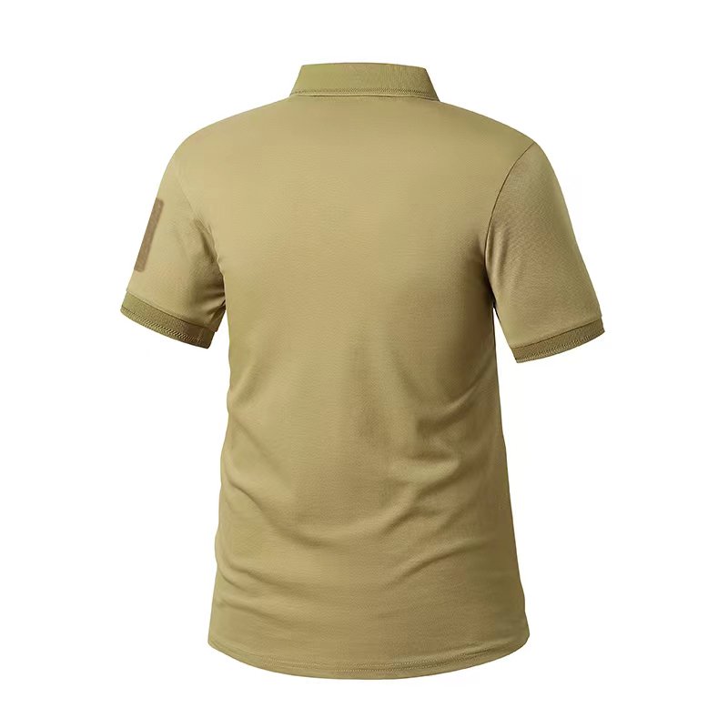 Stock Men's cotton Pique fabric polo shirt Safari Short Sleeve Tactical T-Shirt for Hiking Hunting Camping Combat