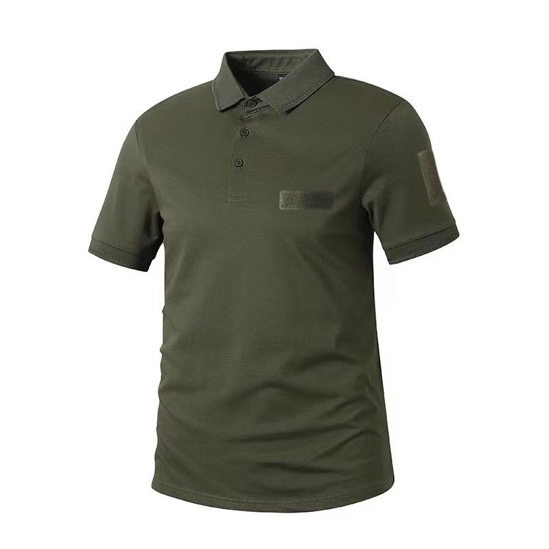 Stock Men's cotton Pique fabric polo shirt Safari Short Sleeve Tactical T-Shirt for Hiking Hunting Camping Combat
