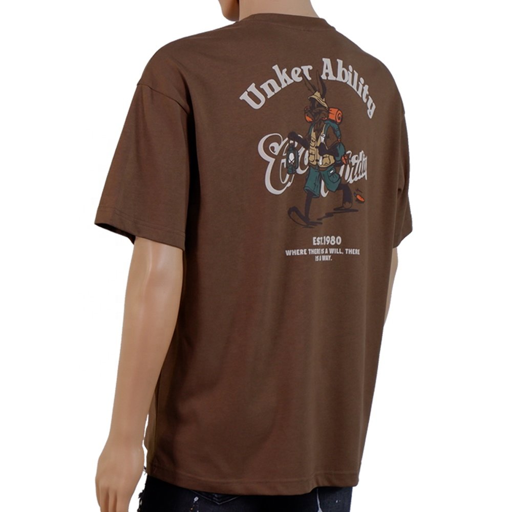 Custom 250 gsm heavy 100% cotton moisture absorption loose round neck cartoon print fashion casual style men's T-shirt