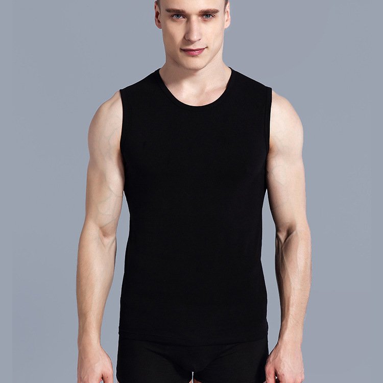 Men's back hip slim hurdle breathable vest tight sports fitness base shirt solid undershirt type sports sleeveless men's T-shirt