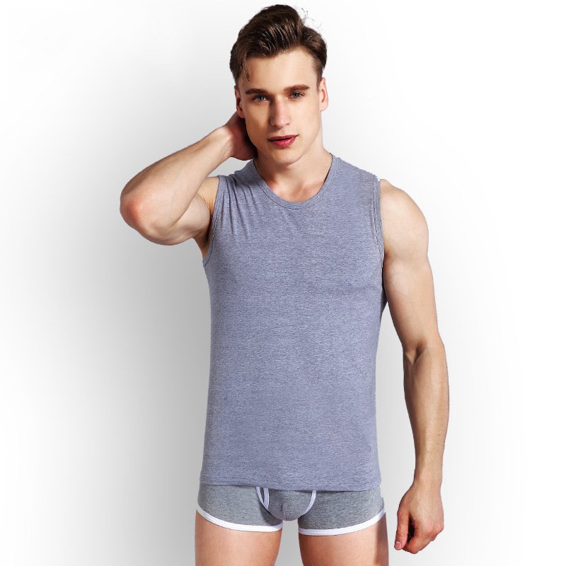 Men's back hip slim hurdle breathable vest tight sports fitness base shirt solid undershirt type sports sleeveless men's T-shirt