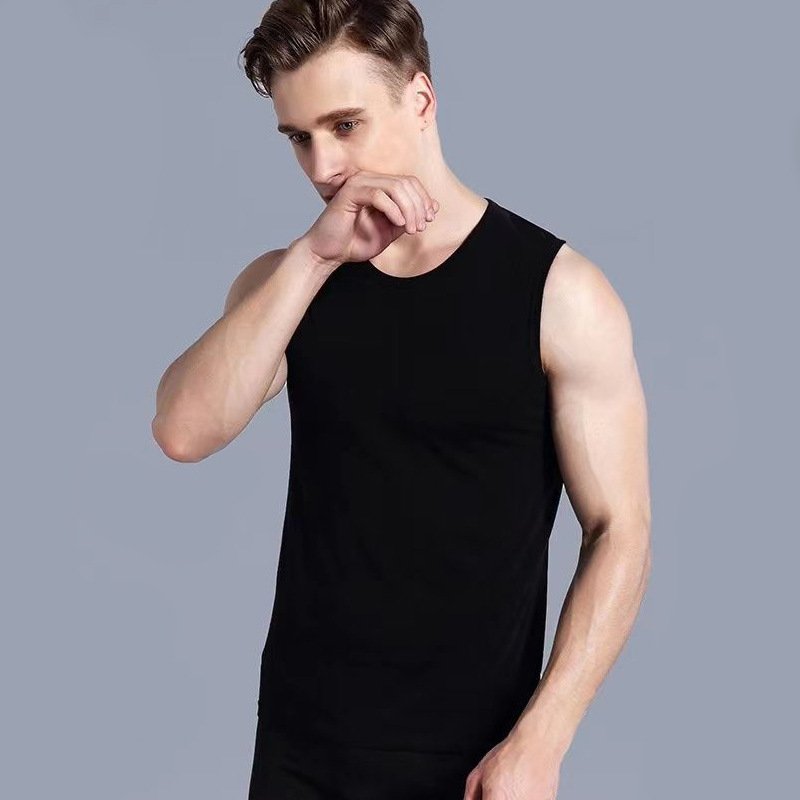 Men's back hip slim hurdle breathable vest tight sports fitness base shirt solid undershirt type sports sleeveless men's T-shirt
