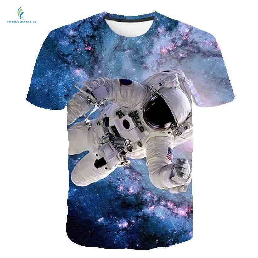 Stylish 100% High Quality Export Oriented 3D Digital Printed O-Neck Short Sleeve Men's T Shirt From Bangladesh