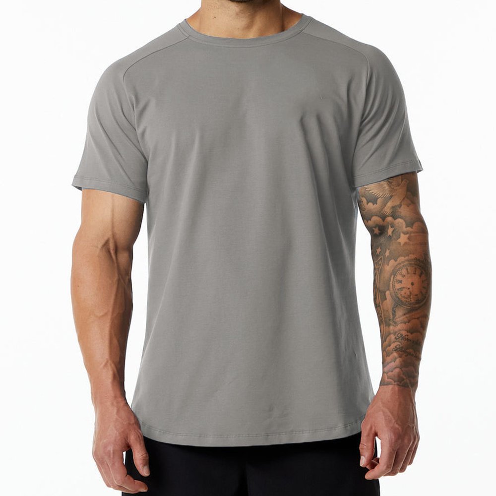 95%cotton 5%spandex High quality gym black athletic works straight hem t shirt men's sport t-shirt