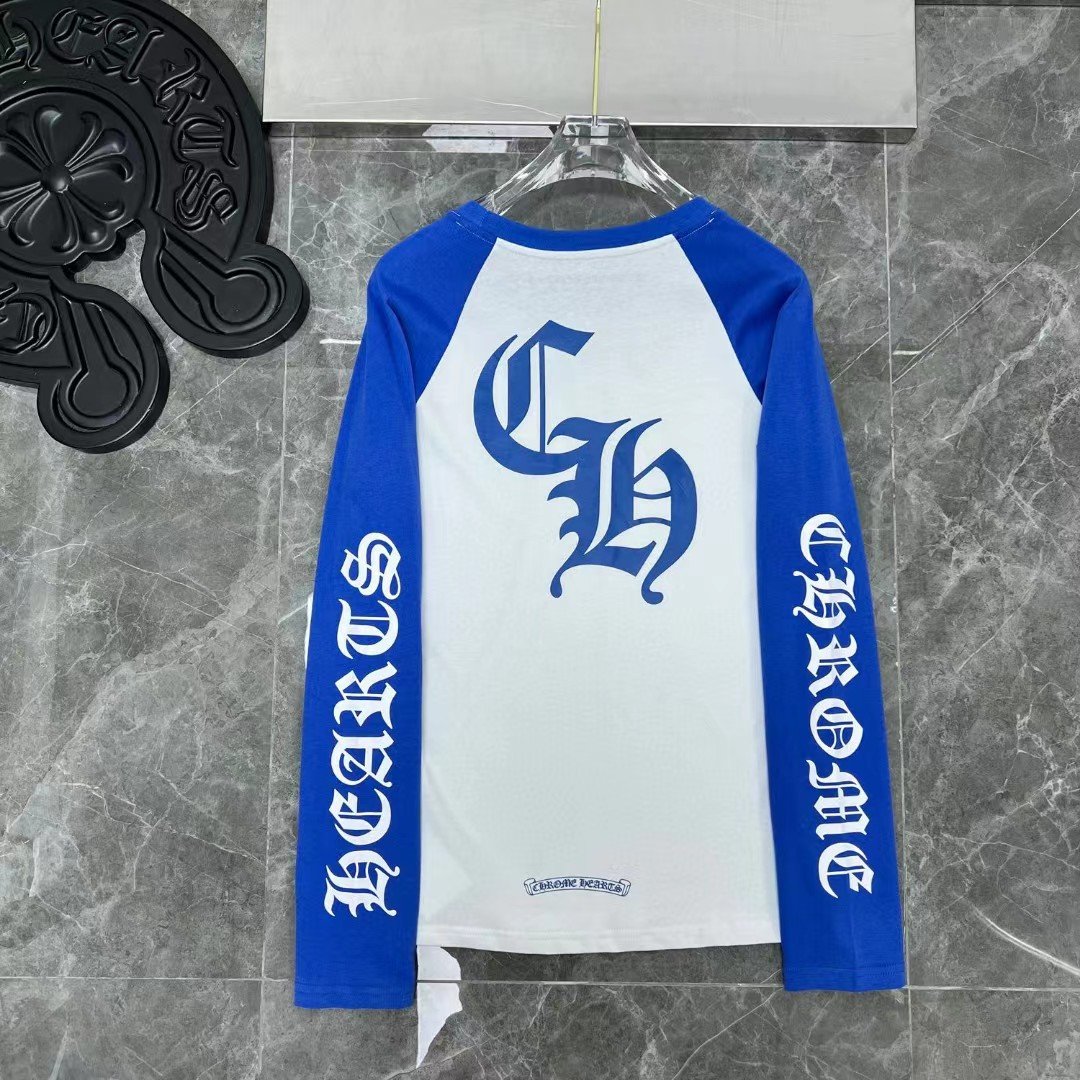 King Mcgreen Star Chrome Heart Printed color matching shoulder letter-printed long-sleeved T-shirt for men and women