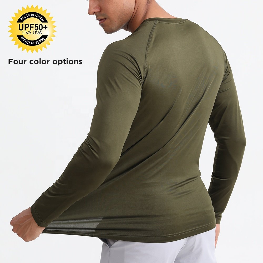 Wholesale MOQ 1 Pcs High Quality Men's UPF50+ Quick Dry Casual Sport Tshirt Custom Logo Dry Fit Long Sleeve T Shirt