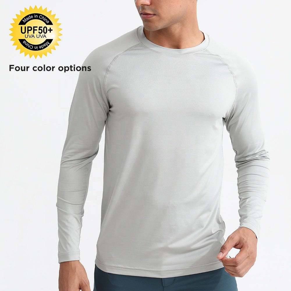 Wholesale MOQ 1 Pcs High Quality Men's UPF50+ Quick Dry Casual Sport Tshirt Custom Logo Dry Fit Long Sleeve T Shirt