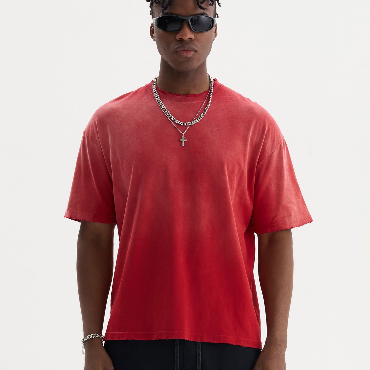 high quality sunfade 100% cotton wash oversized boxy tshirt custom potassium faded vintage men's t-shirts for men