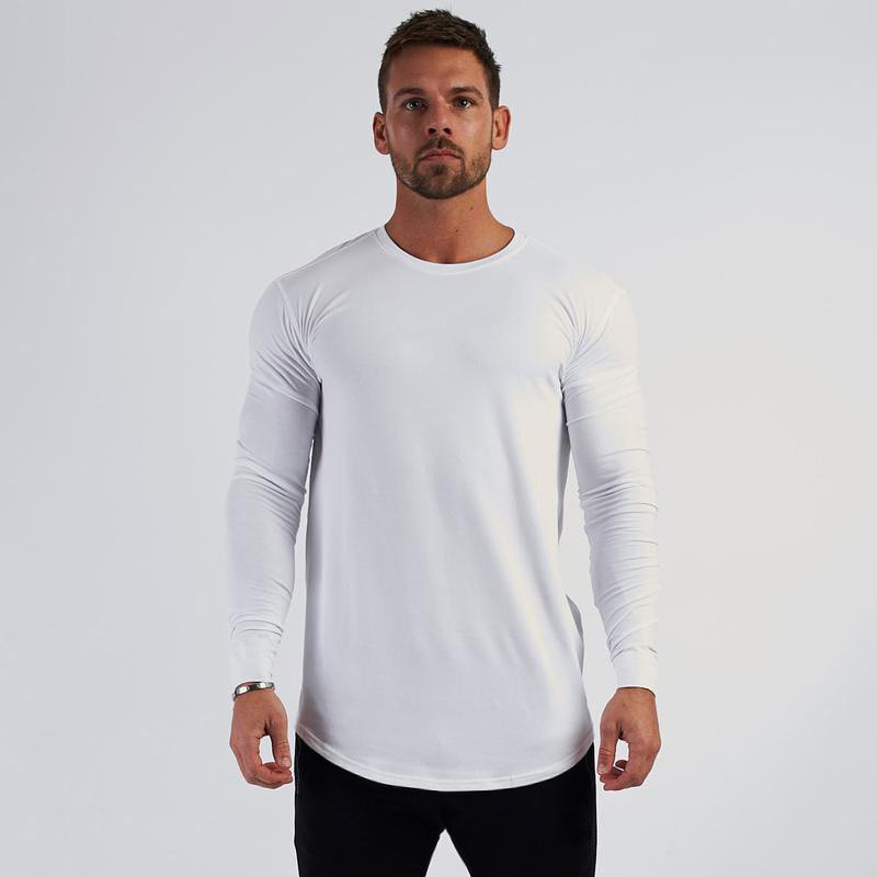 Wholesale Custom Men's Gym Fitness Apparel Workout Hemp Cotton Crop Top Long Sleeve T-shirt