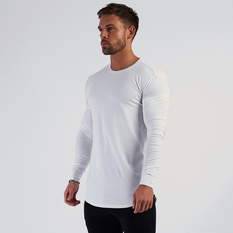 Wholesale Custom Men's Gym Fitness Apparel Workout Hemp Cotton Crop Top Long Sleeve T-shirt