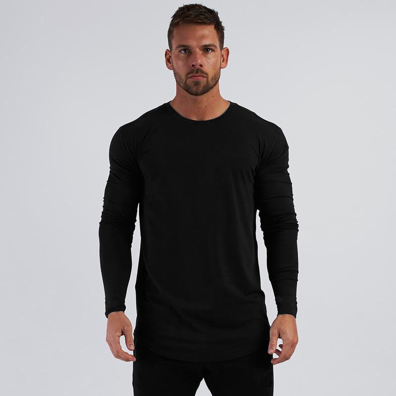 Wholesale Custom Men's Gym Fitness Apparel Workout Hemp Cotton Crop Top Long Sleeve T-shirt