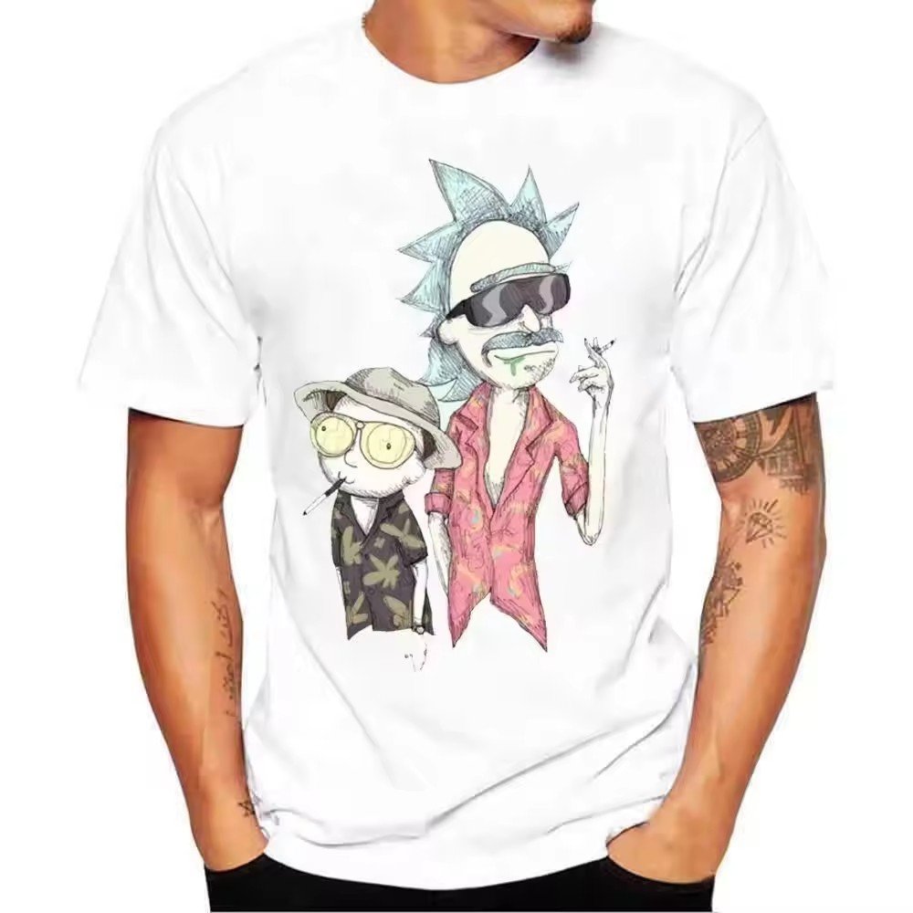 2024 Men's clothing spring and summer thin print short sleeved T-shirt trend round neck half sleeved couple top youth T-shirt