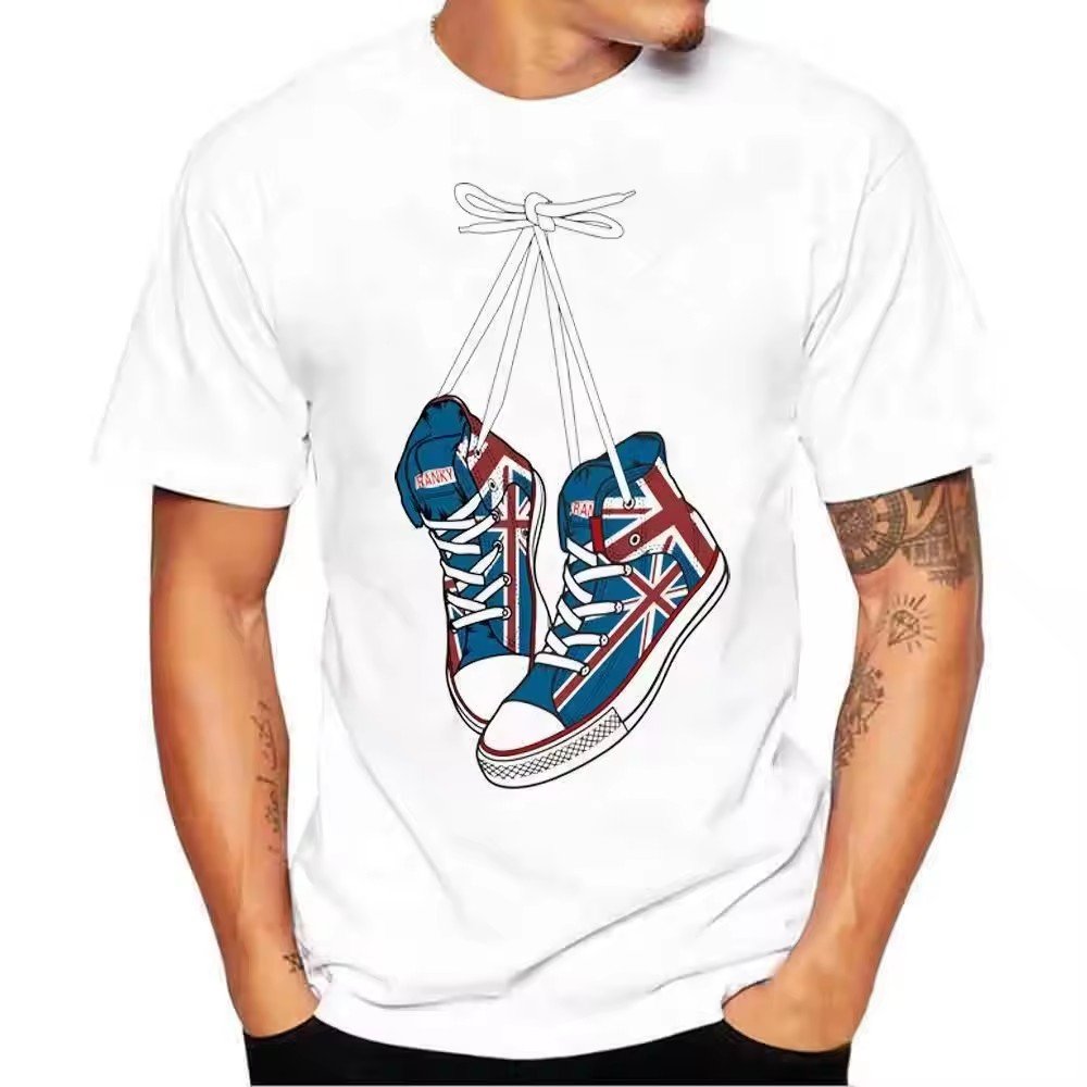 2024 Men's clothing spring and summer thin print short sleeved T-shirt trend round neck half sleeved couple top youth T-shirt