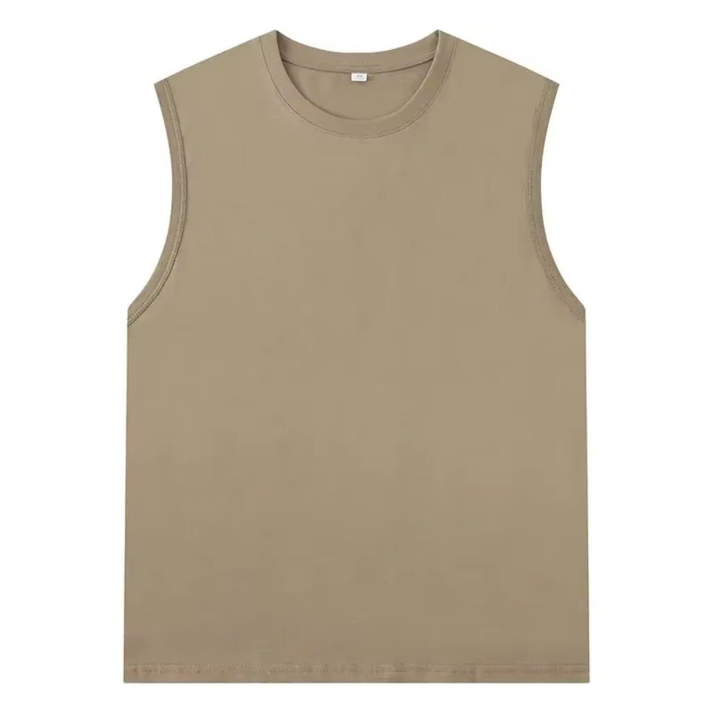 Wholesale T Shirts Men Washed T Shirts with Custom Printing Sleeveless Men's T Shirts Vest 100% Cotton