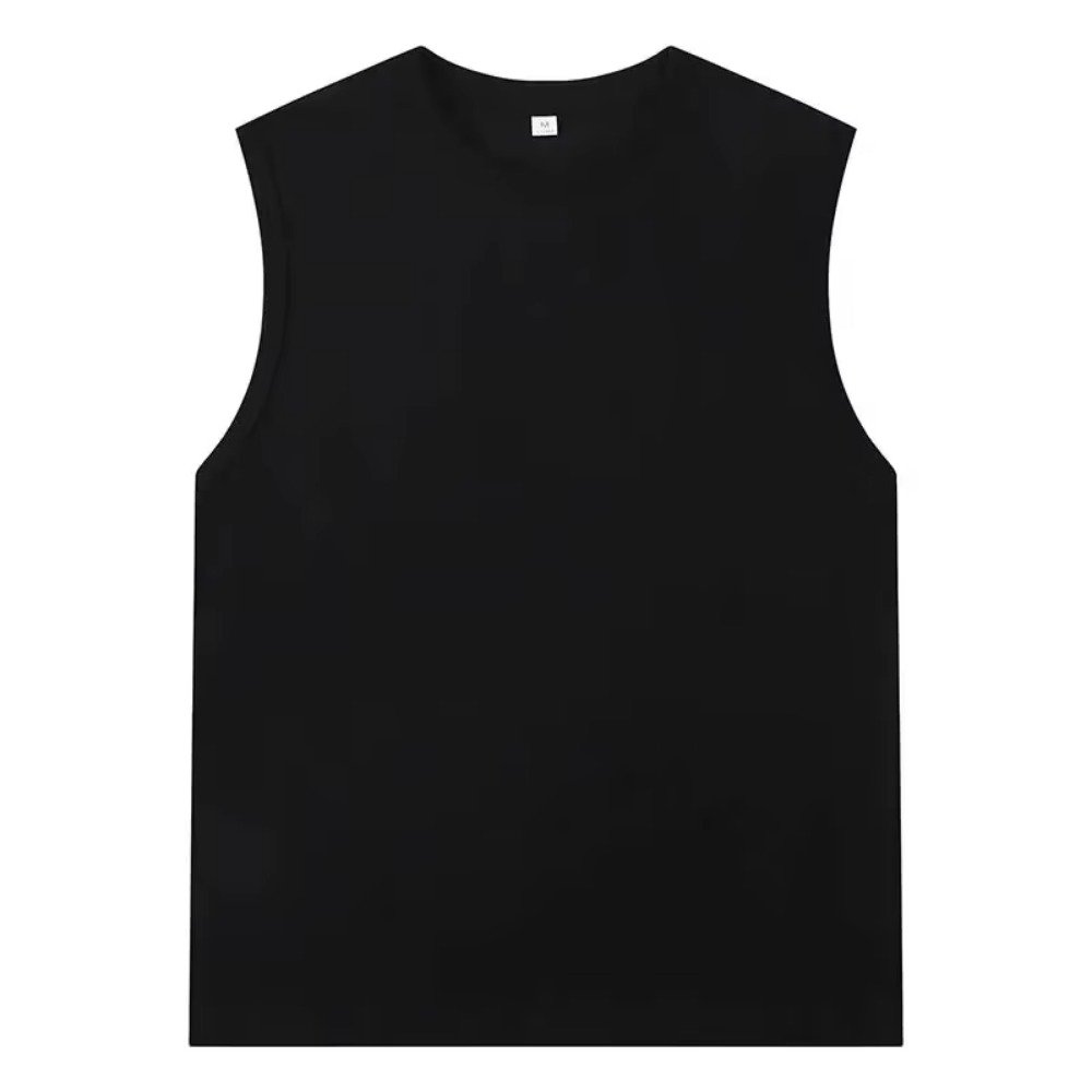 Wholesale T Shirts Men Washed T Shirts with Custom Printing Sleeveless Men's T Shirts Vest 100% Cotton
