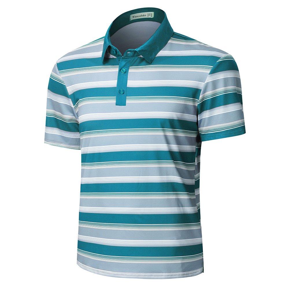 Men's Striped Golf Polo Shirts Quick Dry Short Sleeve Casual Athletic Collared T Shirt Breathable Anit-wrinkle Short Sleeve