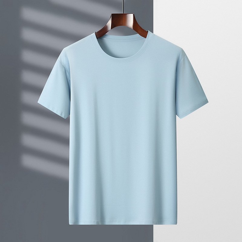 Short-sleeved Non-ironing Anti-crease Men's T-shirt Round Neck Ice Base T-shirt for Men