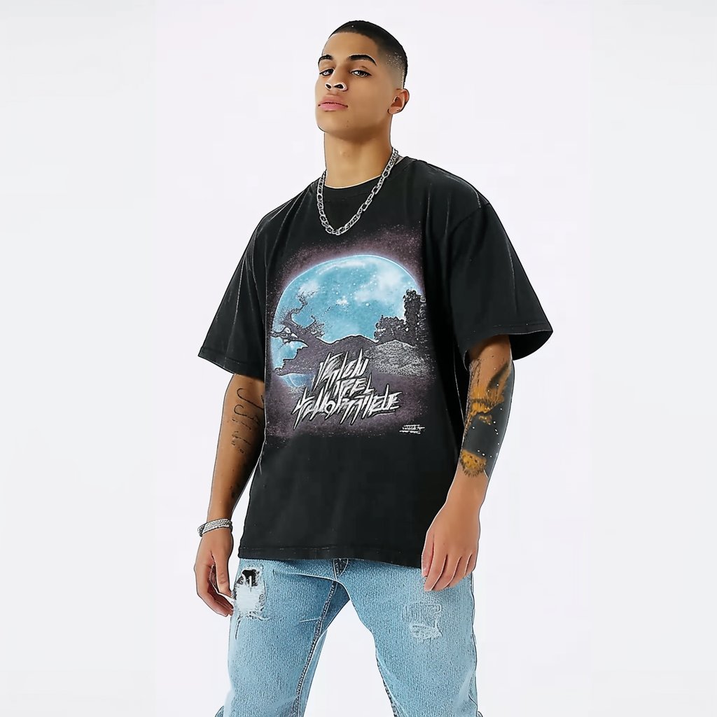 Custom 3d Emboss Print Men's T Shirt High Quality Oversized Tshirt 100% Cotton Streetwear Heavyweight 300gsm For Men