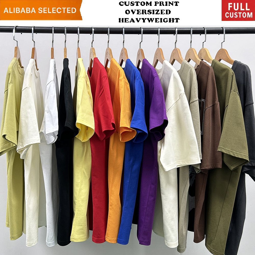 ODM 250 Gsm Heavy Weight T-Shirt Custom Design Blank 100% Cotton Round Neck Mens Boxy T Shirts Graphic Tshirt For Men