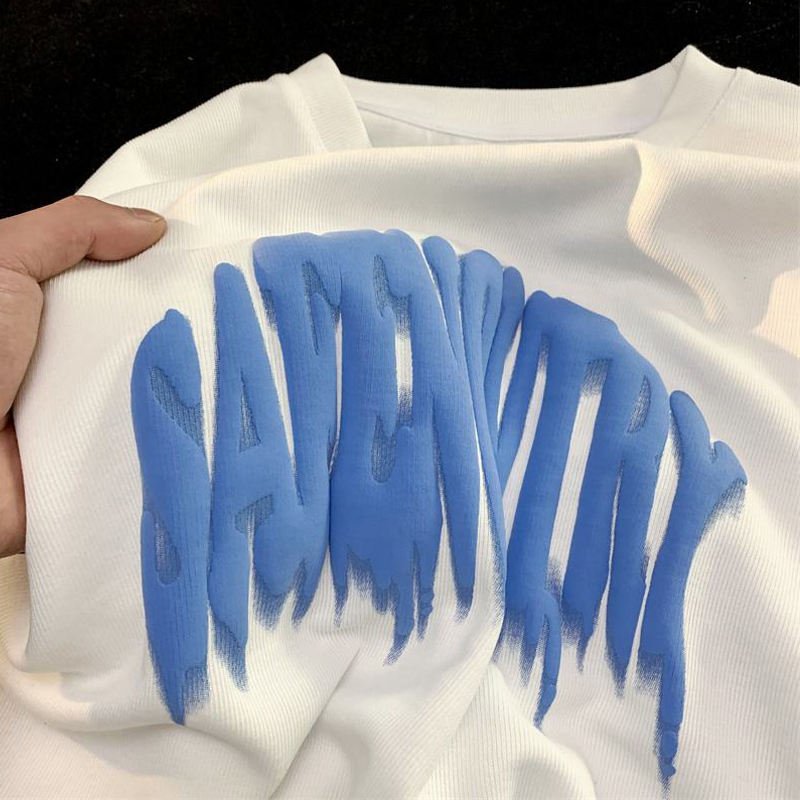 High Quality 100% Cotton OEM Your Brand Tshirt Logo Unisex Short Sleeve Plus Size Custom 3D Foam Puff Printing Men's T-Shirts