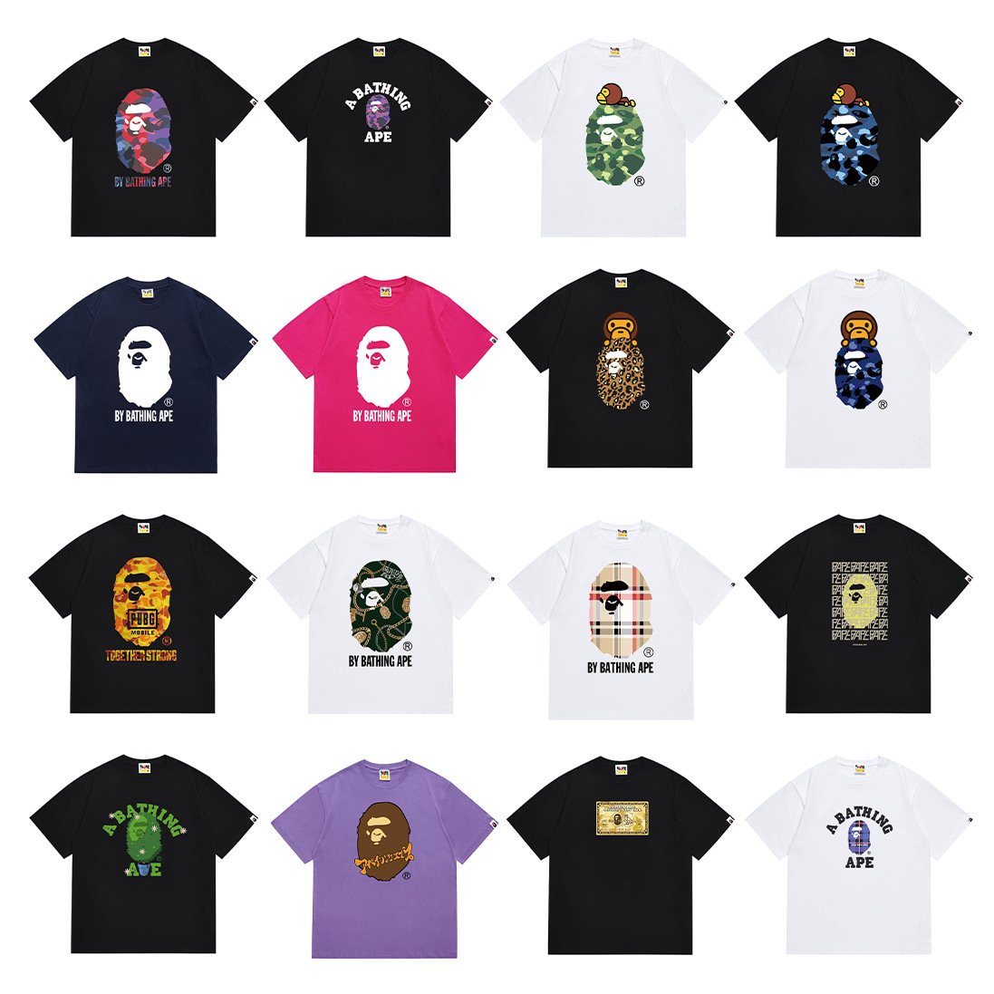 Summer new top quality Bapeesape brand men's Short sleeve fashion design T-shirt printed loose short sleeve top