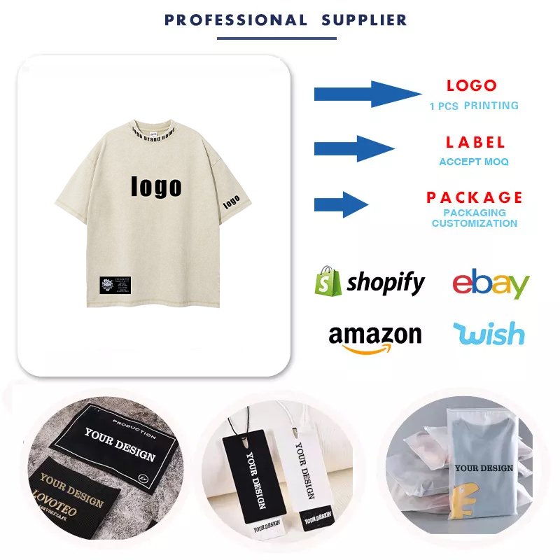 Custom DTG/DTF Acid Washed Retro Vintage Short Sleeve Tshirt 250GSM Heavy Weight Oversized Spray Dyeing Make Old Men's T-shirt