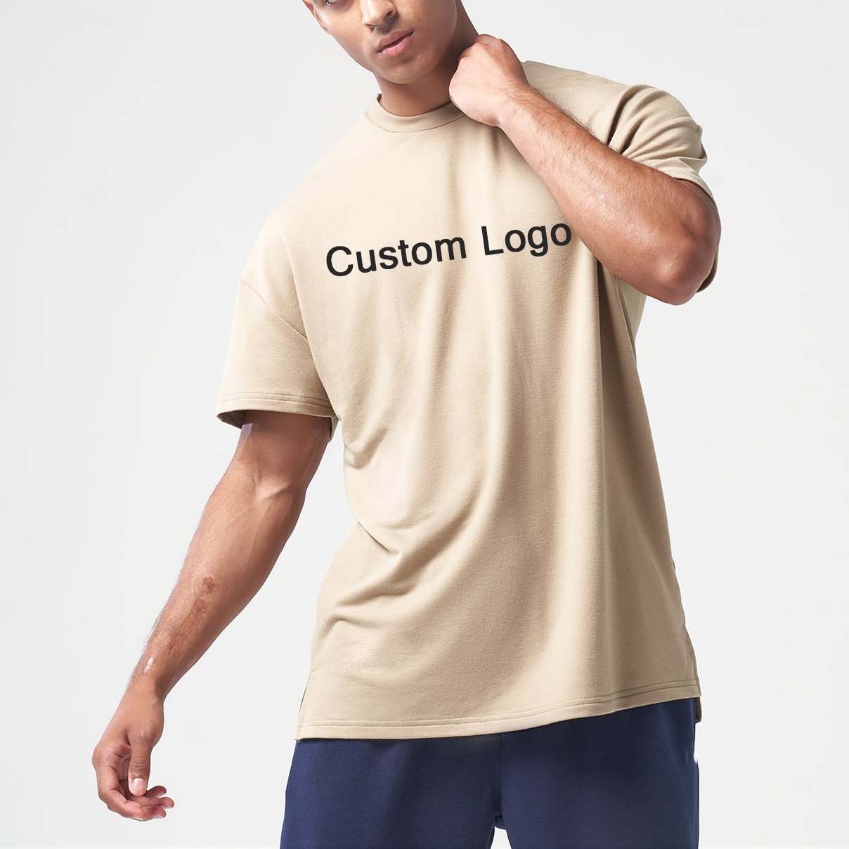 Decheng Custom Heavy Cotton Spandex Vintage T Shirt Oversize Plain Mesh Breathable Tshirt Plus Size Men's T Shirts