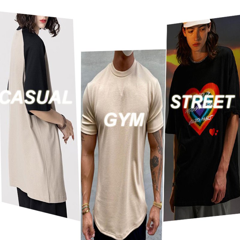 men's tshirts streetwear custom logo high quality 100% cotton drop shoulder blank heavyweight tshirts crew neck t-shirts for men
