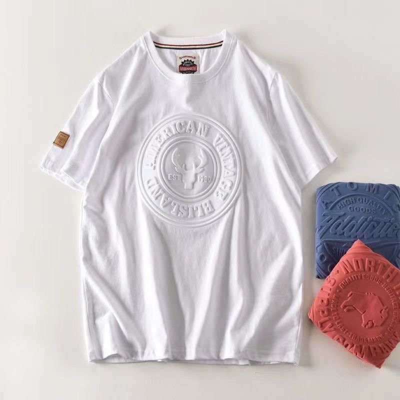 High Quality 100% Cotton Custom T Shirt For Men Blank Oversized Tshirt embossing Men's T-Shirt