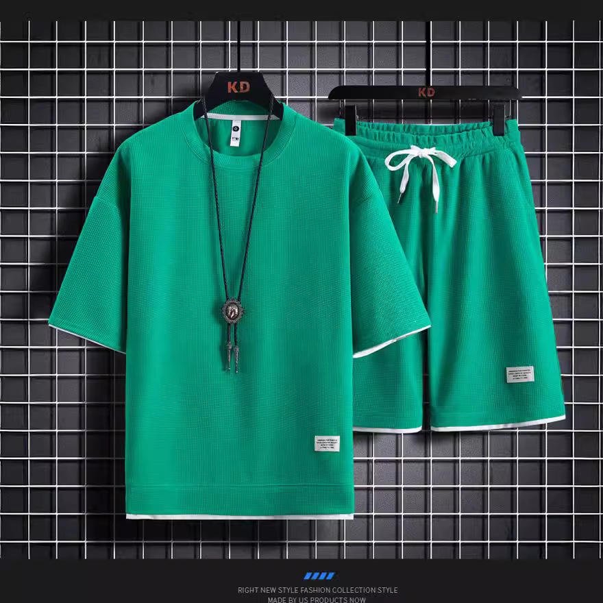 New Trend Plus Size Two Pieces Men's Summer Digital Alphabetic Fashion Print Suit Casual Beach Pants Men's T-shirt men's sets