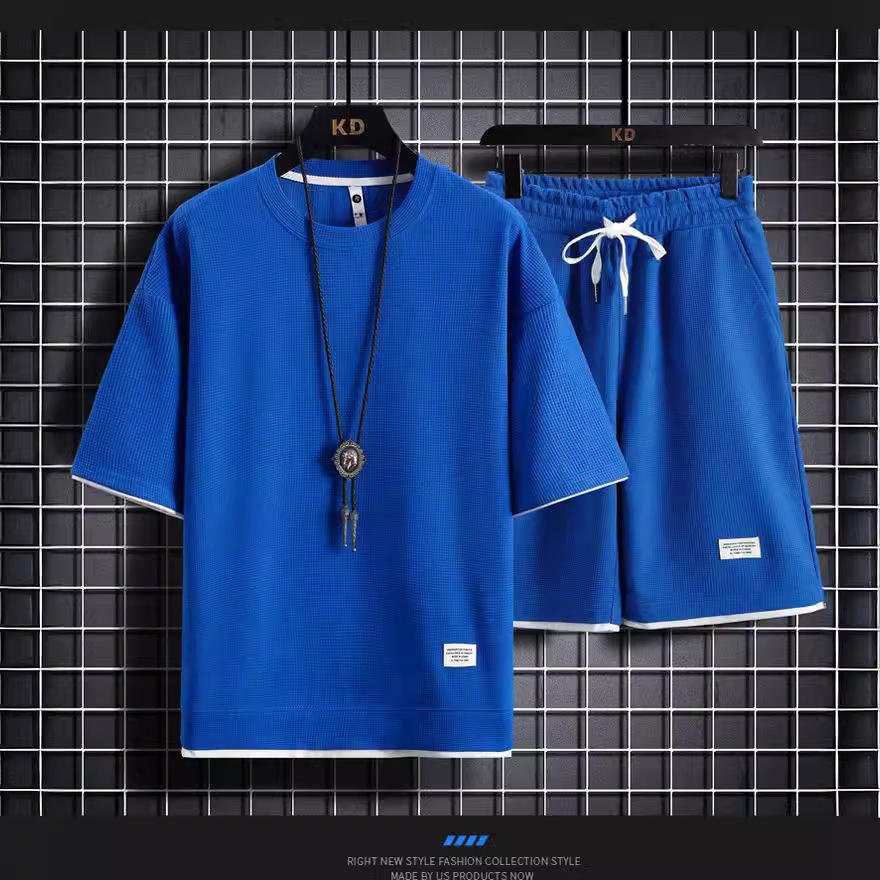 New Trend Plus Size Two Pieces Men's Summer Digital Alphabetic Fashion Print Suit Casual Beach Pants Men's T-shirt men's sets
