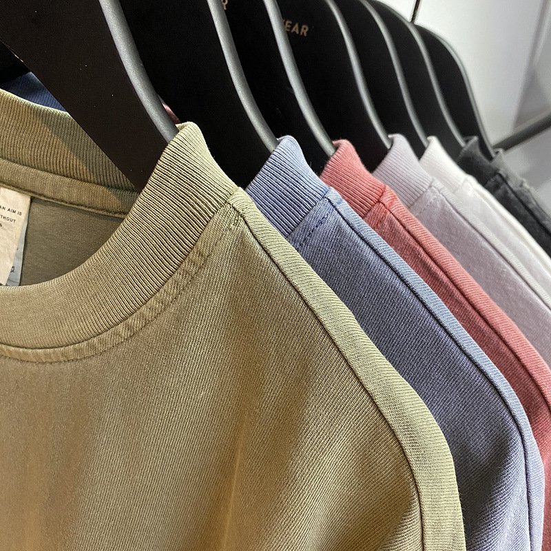 Heavy Weight Blank Solid T Shirt 250g Washed Oversize Short Sleeve Plus Size Men's T-shirts For Men 100% Cotton
