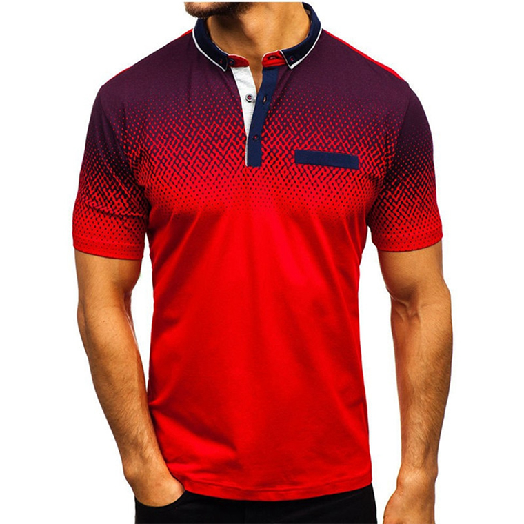 Custom Floral Print Men's Oversized Collarless Polo Shirts 100% Cotton Golf Shirt Logo Short Sleeve-Summer Season Wholesale
