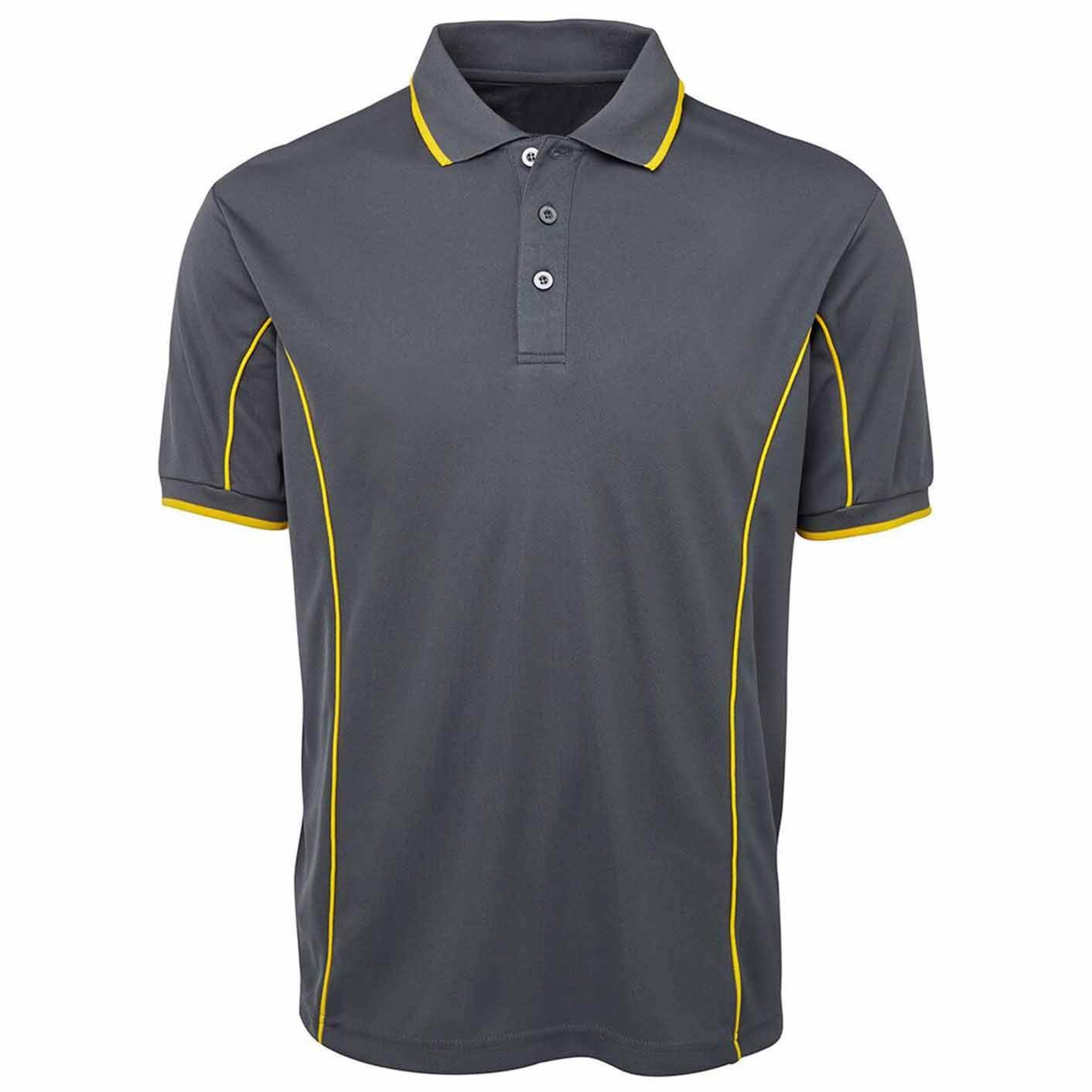 2023 Men's Short Sleeve 3 Button Golf Polo Shirts Polyester/Mesh Contrast Collar Piping Office Staff Polo Shirts for men