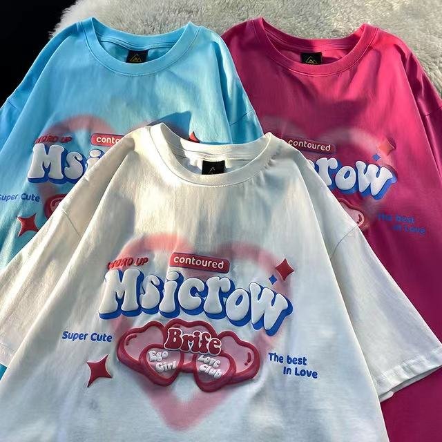 Customized100% Cotton Round Neck 3D puff print t shirt White Plain plus size Foam print TShirts For Men's T-shirt