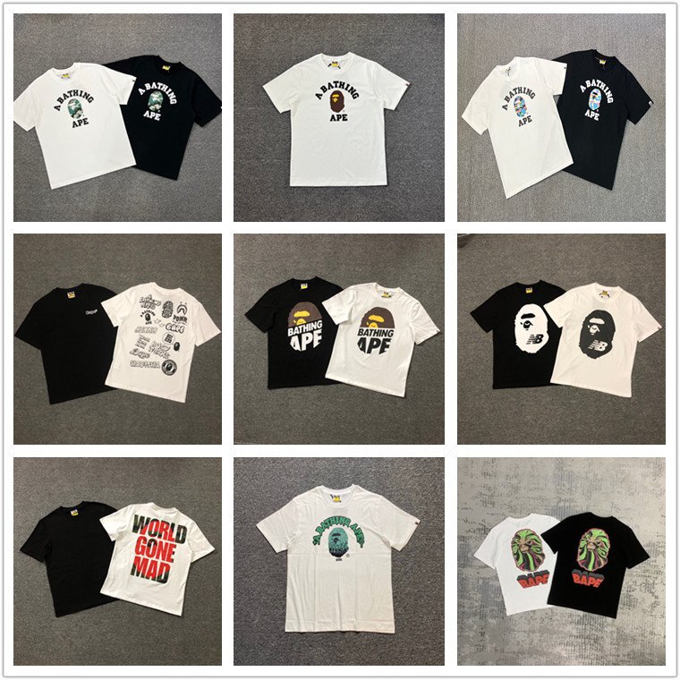 Summer New Style Wholesale Letter Print Ape Tee Casual Round Neck Short Sleeve Loose Cotton Unisex T-shirts