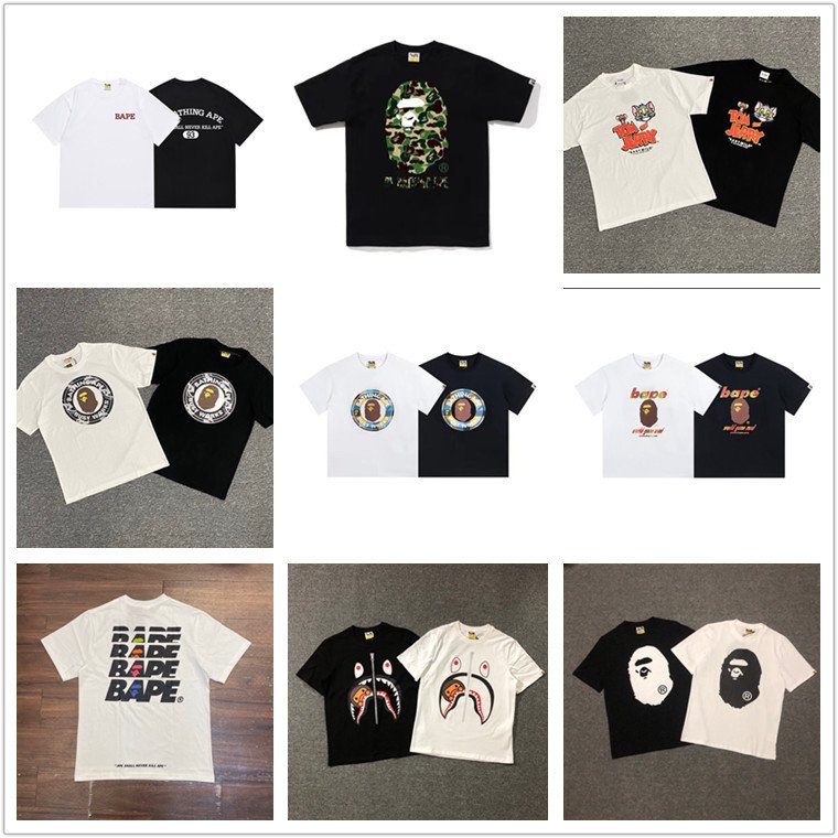 Summer New Style Wholesale Letter Print Ape Tee Casual Round Neck Short Sleeve Loose Cotton Unisex T-shirts