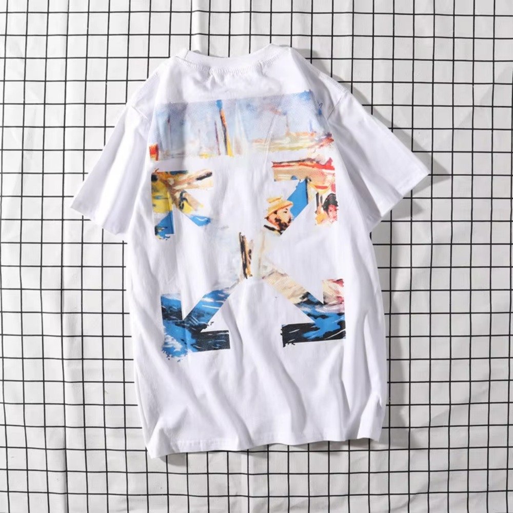 New Offs Wholesale High-quality 100% Cotton White Custom Brand Men T-shirts with Print Short Sleeve Unisex White T-shirt