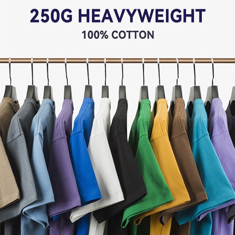 Heavyweight 250 Gsm T Shirts Oversized Tshirt Cotton 100% Drop Shoulder Customized Screen Print Graphic T-Shirt Men