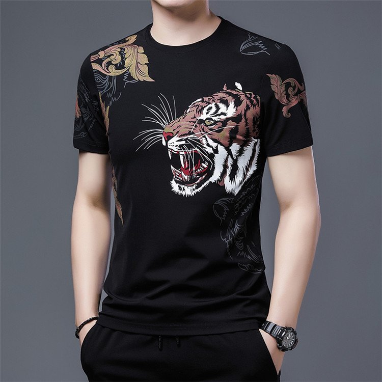 Wholesale casual mens clothing summer tiger printed men's t-shirts cotton roman reigns t shirt plus size 4xl heavyweight t shirt