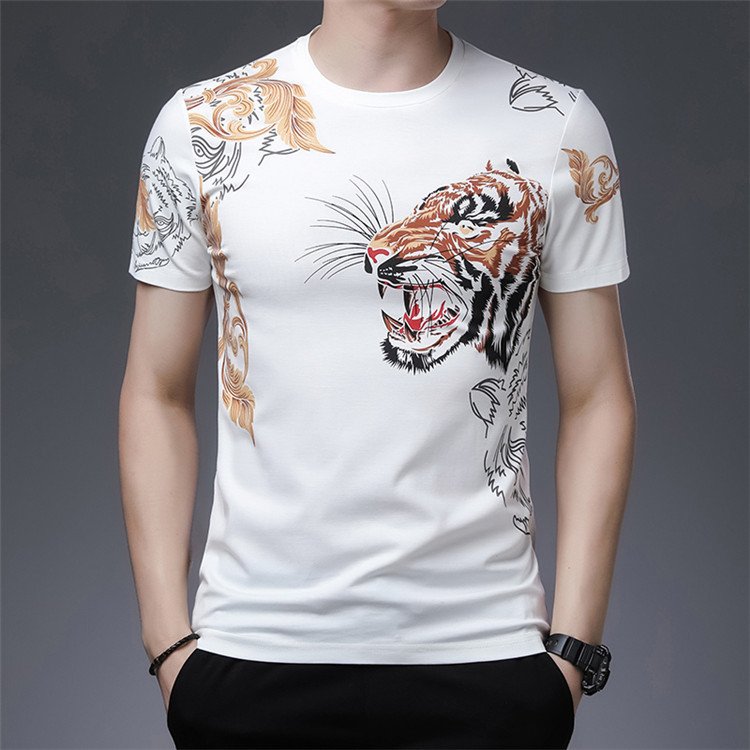 Wholesale casual mens clothing summer tiger printed men's t-shirts cotton roman reigns t shirt plus size 4xl heavyweight t shirt
