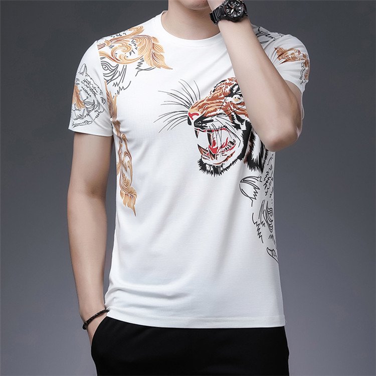 Wholesale casual mens clothing summer tiger printed men's t-shirts cotton roman reigns t shirt plus size 4xl heavyweight t shirt