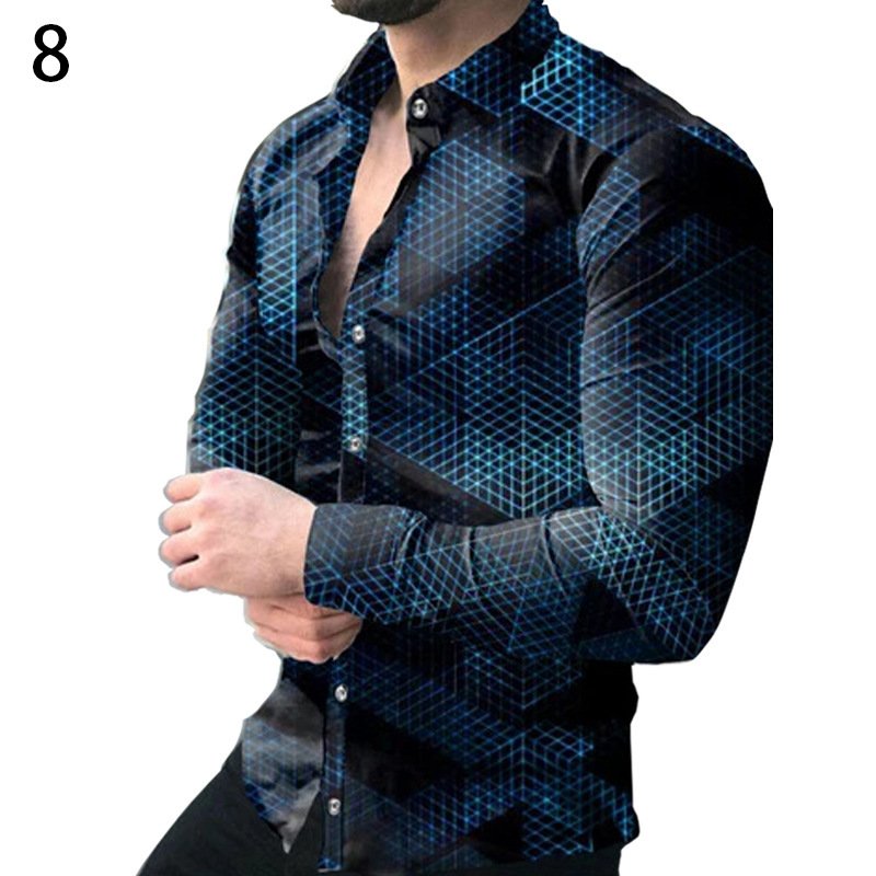 Youth Long Sleeve Shirt 3D Logo Print Casual Slim Fit Irregular Print T-Shirt Shirt